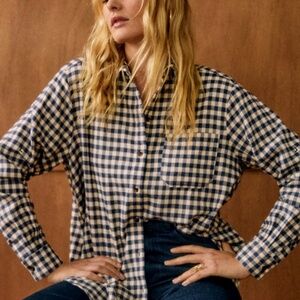 Sezane Max Shirt - Blue Ecru Check